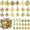 36pcs gold shatterproof Christmas tree balls for indoor/outdoor decor and events.